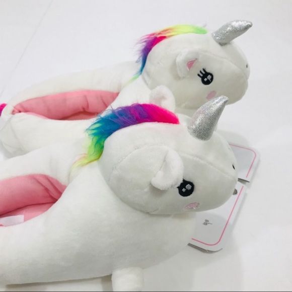 Critter Creations Unicorn Slippers, White, 9-10 - Picture 7 of 9